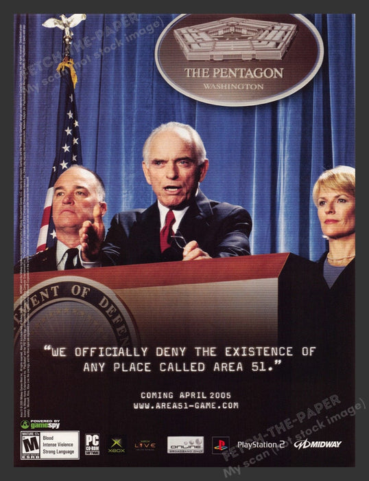 2005 Area 51 Government Denies the Existence Video Game Print Advertisement
