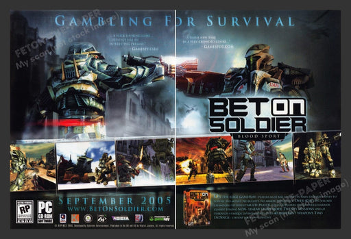 2005 Bet on Soldier: Blood Sport Video Game Print Advertisement (2 pgs)