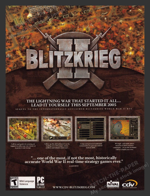 2005 Blitzkrieg II Video Game Print Advertisement