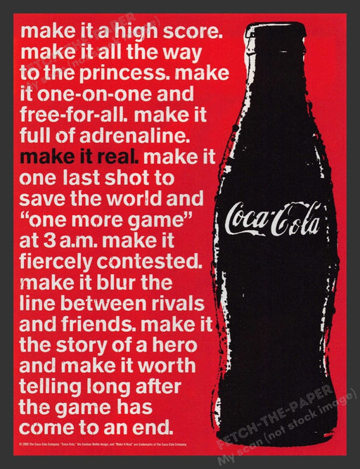 2005 Coca-Cola "Make it Real" Video Game Playing Print Advertisement Ad