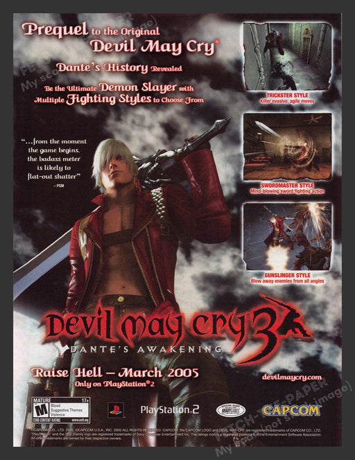 2005 Devil May Cry 3 "Dante's history revealed" Video Game Print Advertisement