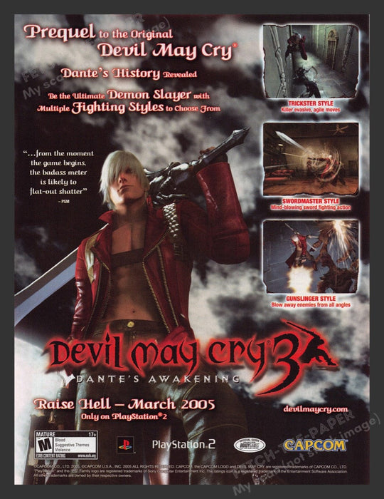 2005 Devil May Cry 3 "Dante's history revealed" Video Game Print Advertisement