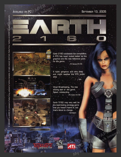 2005 Earth 2160 Video Game Print Advertisement