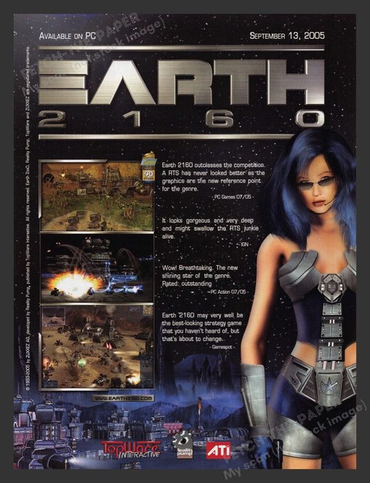 2005 Earth 2160 Video Game Print Advertisement