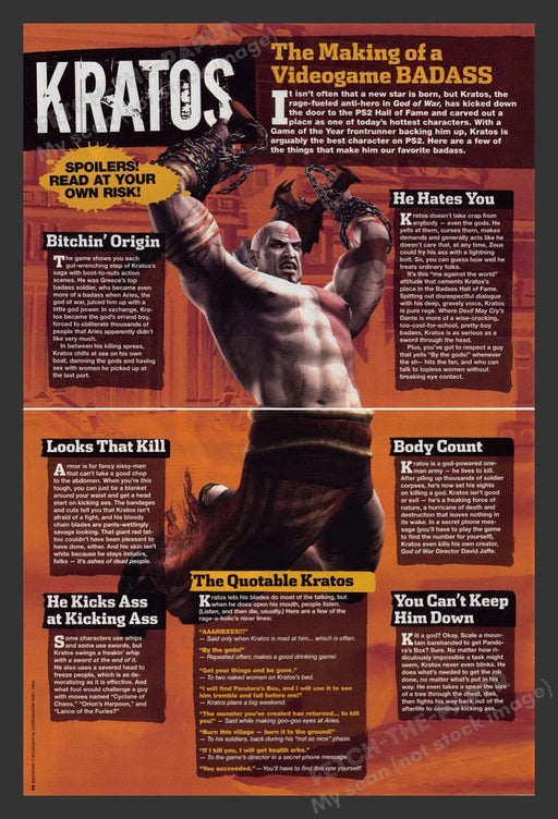 2005 God of War Kratos Making of a Badass! Video Game Print Advertisement