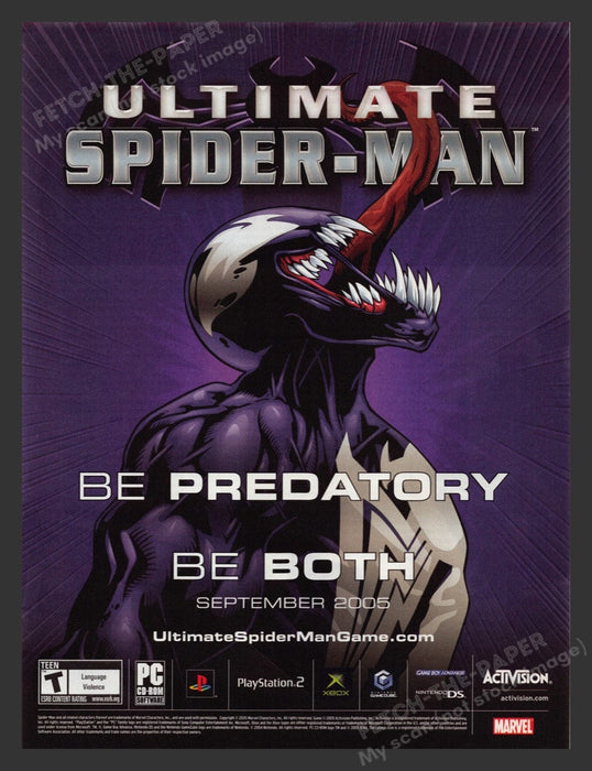 2005 Ultimate Spider-Man "Be Predatory - Be Both" Video Game Print Advertisement