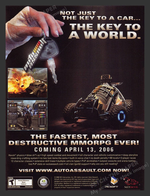 2006 Auto Assault "The key to a world" Video Game Print Advertisement