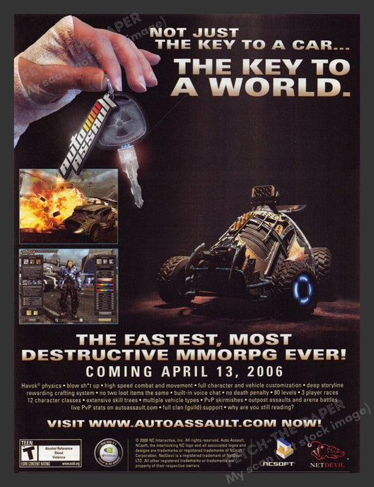 2006 Auto Assault "The key to a world" Video Game Print Advertisement