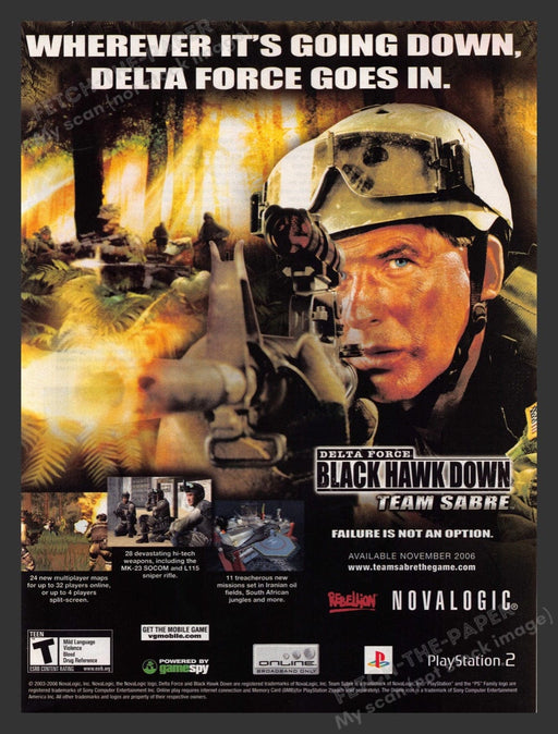 2006 Black Hawk Down: Delta Force: Team Sabre Video Game Print Advertisement Ad Fetch the Paper!