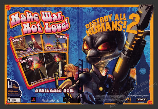 2006 Destroy All Humans! 2 Video Game Print Advertisement (2 pgs) Fetch the Paper!