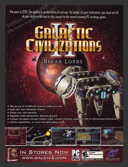2006 Galactic Civilizations II: Dread Lords Video Game Print Advertisement
