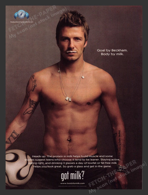 2006 got milk? Soccer Player David Beckham Print Advertisement Ad Fetch the Paper!