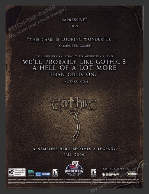 2006 Gothic 3 Promo Video Game Print Advertisement