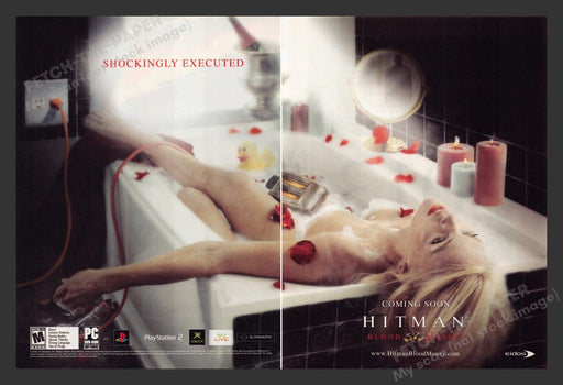 2006 Hitman: Blood Money Girl in Bathtub Video Game Print Advertisement (2 pgs)