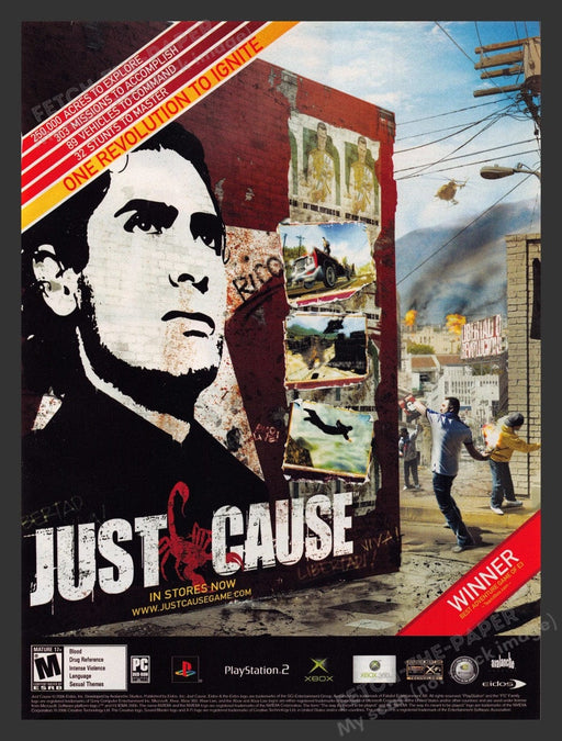 2006 Just Cause "One revolution to ignite" City Video Game Print Advertisement Fetch the Paper!