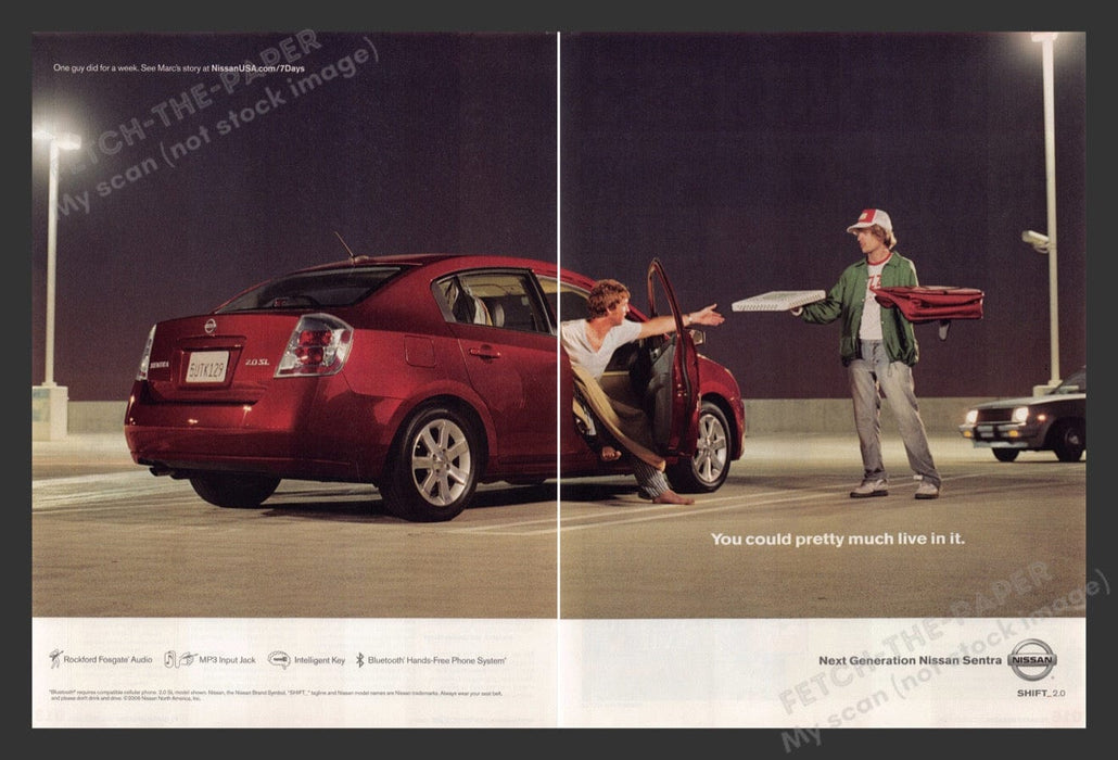 2006 Nissan Sentra Live in it Pizza Delivery Print Advertisement (2 Pages)