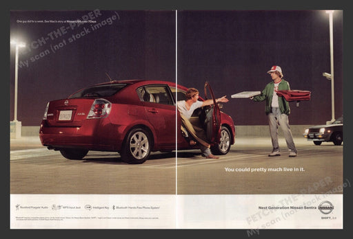 2006 Nissan Sentra Live in it Pizza Delivery Print Advertisement (2 Pages)