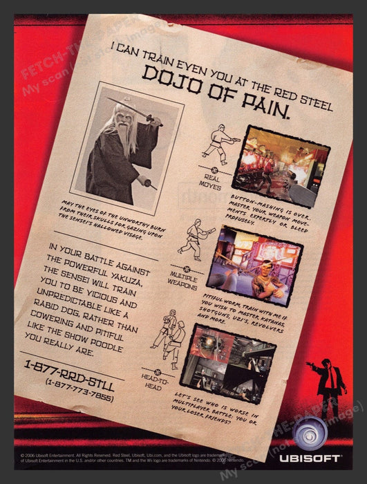 2006 Red Steel Dojo of Pain Video Game Print Advertisement Ad Fetch the Paper!