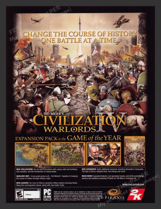2006 Sid Meier's Civilization Warlords Video Game Print Advertisement