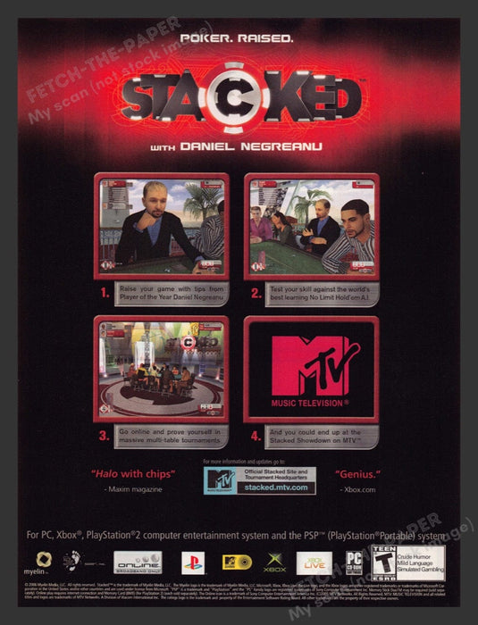 2006 Stacked Poker Daniel Negreanu Raised Video Game Print Advertisement