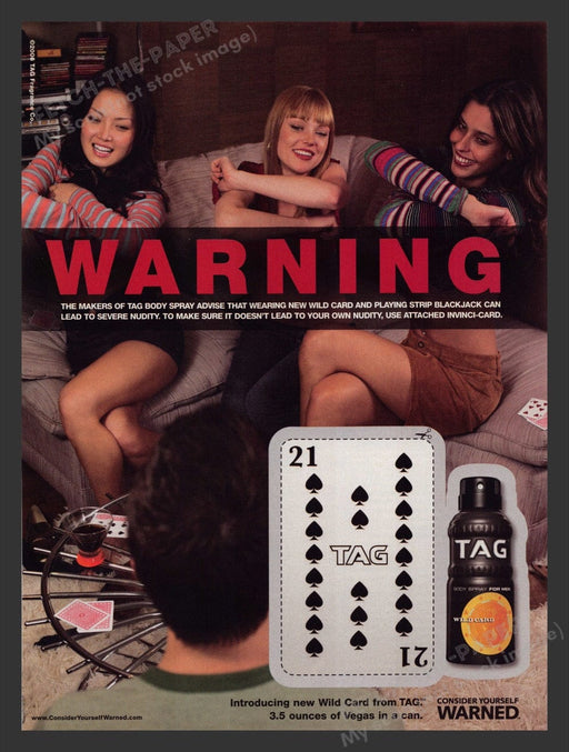 2006 Tag Body Spray Strip Blackjack Print Advertisement Ad Fetch the Paper!