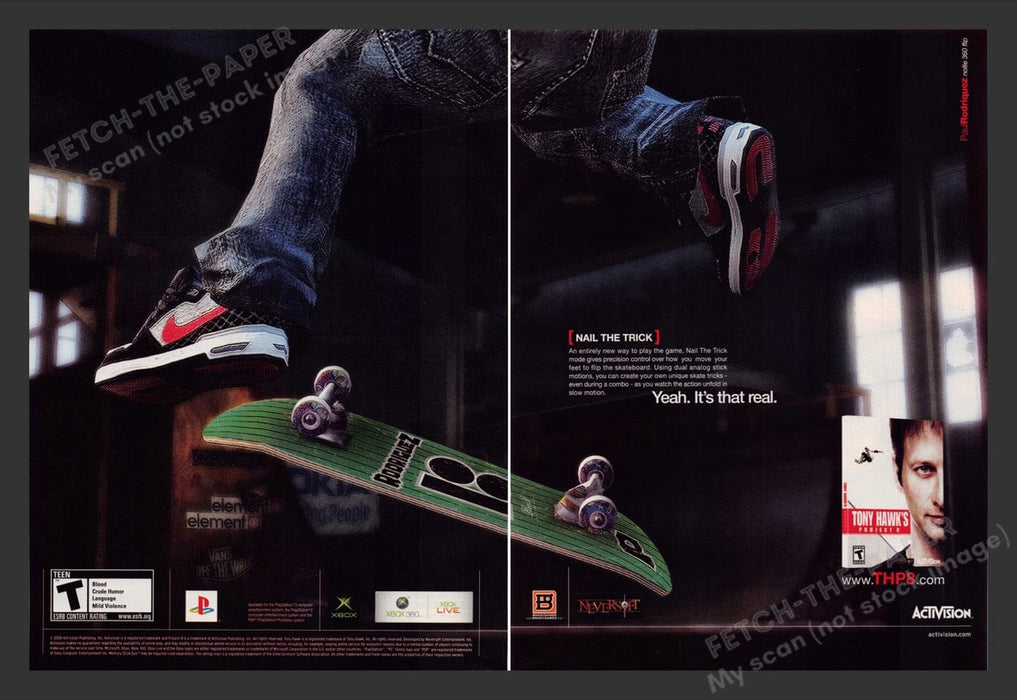 2006 Tony Hawk's: Project 8 Video Game Print Advertisement (2 pgs) Fetch the Paper!