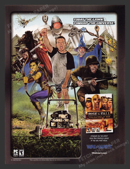 2006 Wal-mart Man Mowing the Lawn Video Game Print Advertisement