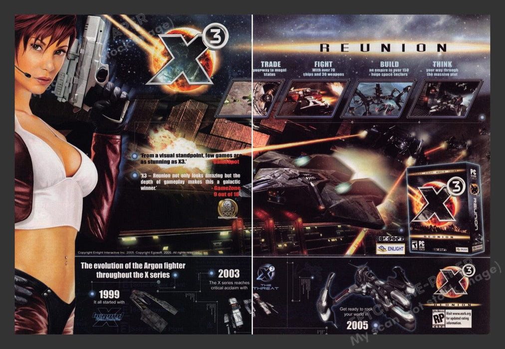 2006 X3 Sexy Girl with a Gun Video Game Print Advertisement (2 pgs) Fetch the Paper!
