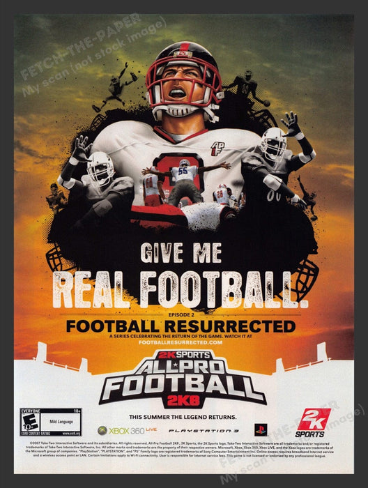 2007 All Pro Football 2K8 Video Game Print Advertisement Fetch the Paper!