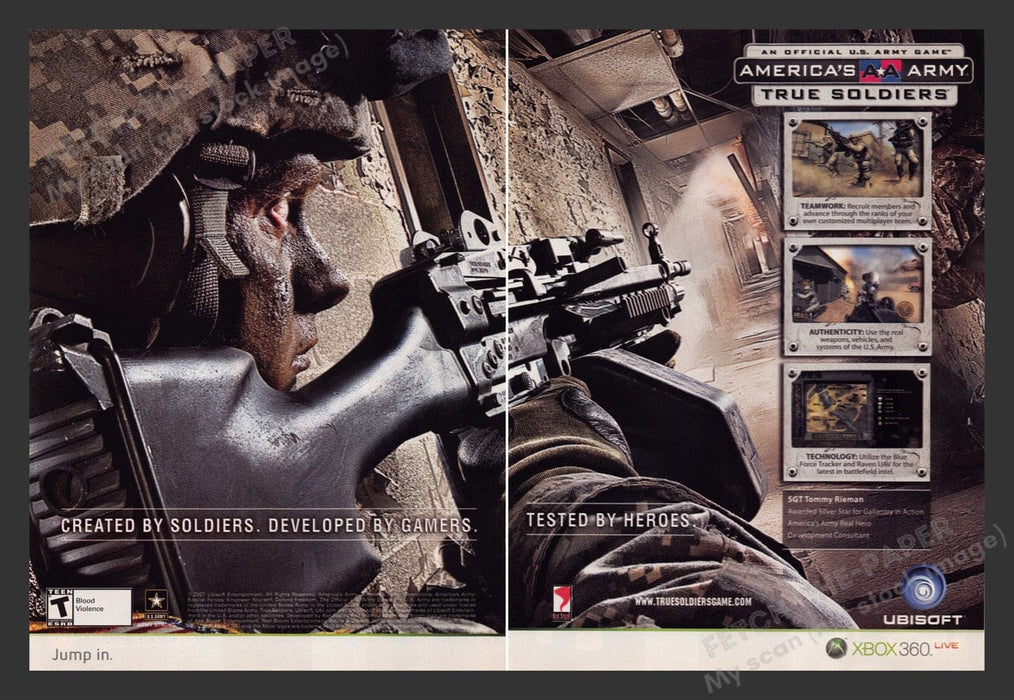 2007 America's Army: True Soldiers Video Game Print Advertisement (2 pgs) Fetch the Paper!