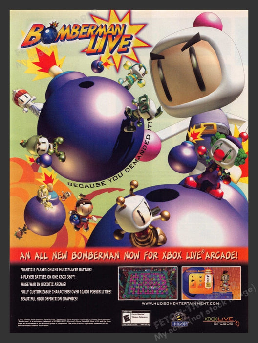 2007 Bomberman Live Video Game Print Advertisement Fetch the Paper!