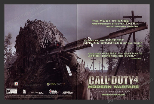 2007 Call of Duty 4: Modern Warfare Video Game Print Advertisement (2 pgs)