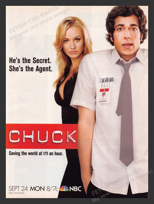 2007 Chuck NBC T.V. Show Print Advertisement Ad Fetch the Paper!