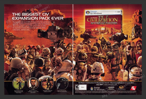 2007 Civilization IV: Beyond the Sword Video Game Print Advertisement (2 pgs)