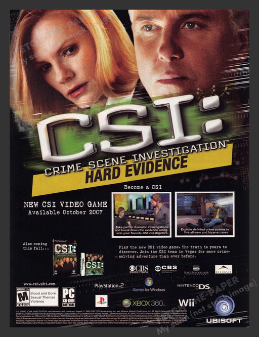 2007 CSI: Crime Scene Investigation Hard Evidence Video Game Print Advertisement