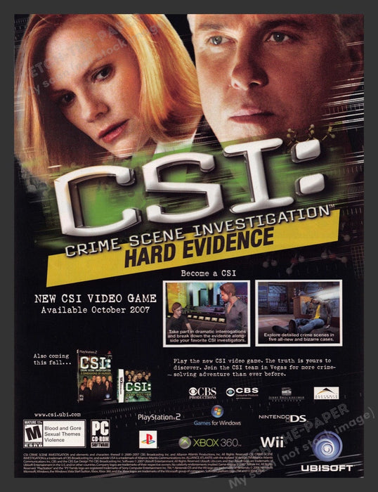 2007 CSI: Crime Scene Investigation Hard Evidence Video Game Print Advertisement