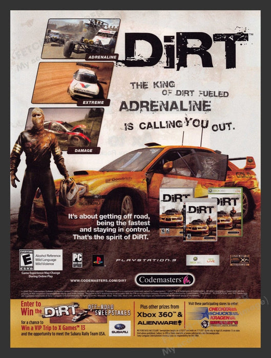 2007 Dirt "Fueled adrenaline is calling you out" Video Game Print Advertisement
