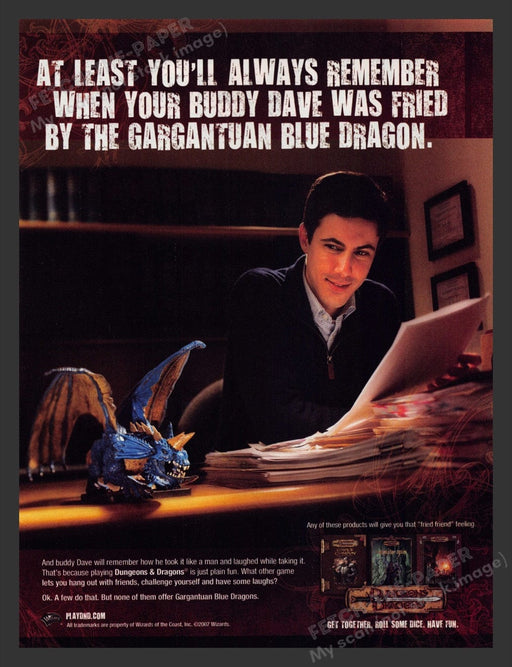 2007 Dungeons & Dragons "Buddy Dave was fried" Video Game Print Advertisement