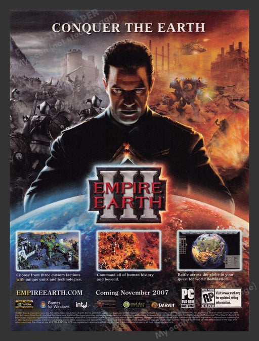 2007 Empire Earth III "Conquer the Earth" Video Game Print Advertisement