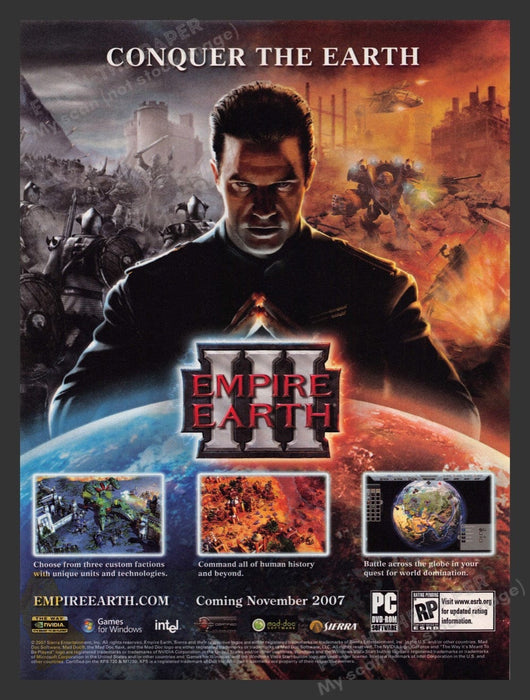 2007 Empire Earth III "Conquer the Earth" Video Game Print Advertisement