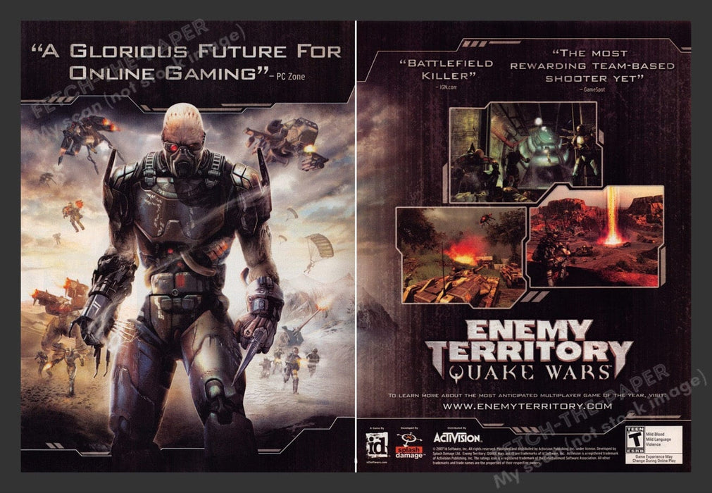 2007 Enemey Territory: Quake Wars Video Game Print Advertisement (2 pgs) Fetch the Paper!