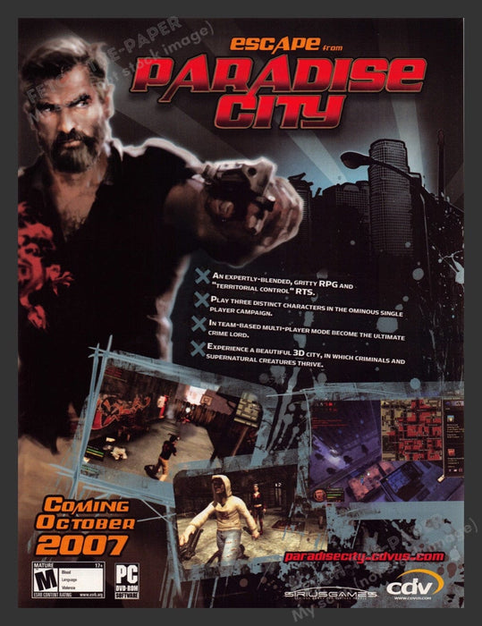 2007 Escape from Paradise City Video Game Print Advertisement