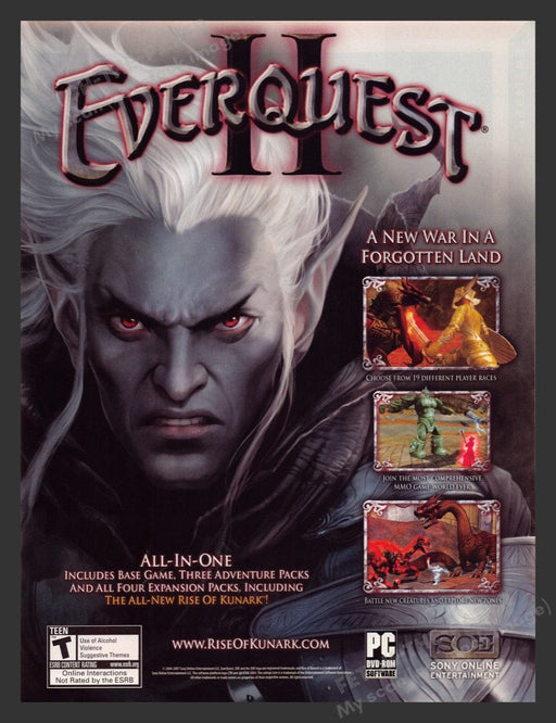 2007 EverQuest II "A new war in forgotten land" Video Game Print Advertisement