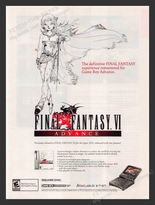 2007 Final Fantasy VI Gameboy Advance Video Game Print Advertisement