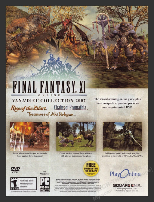 2007 Final Fantasy XI Video Game Print Advertisement