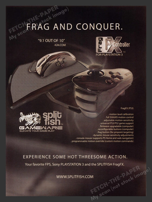 2007 FragFX (PS3) Splitfish Video Game Print Advertisement Ad Fetch the Paper!