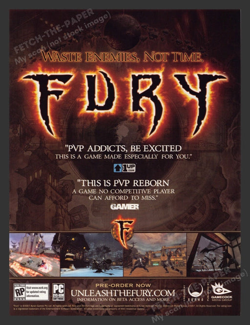 2007 Fury "Waste enemies. Not time" Video Game Print Advertisement