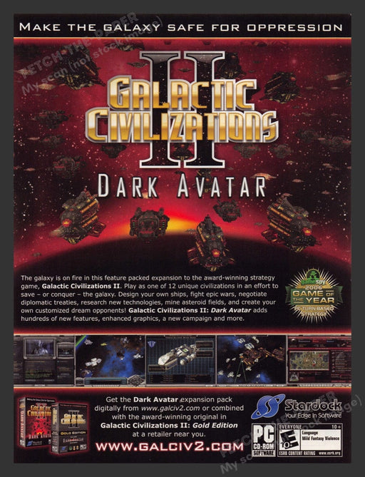 2007 Galactic Civilizations II: Dark Avatar Video Game Print Advertisement