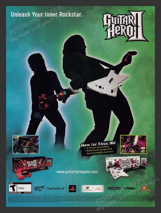 2007 Guitar Hero II "Unleash Your Inner Rockstar" Video Game Print Advertisement