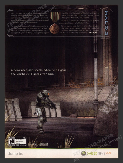 2007 Halo 3  "Believe" Video Game Print Ad Fetch the Paper!